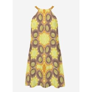 Womens Sunflower Halter Neck Short Dress - size 4XL